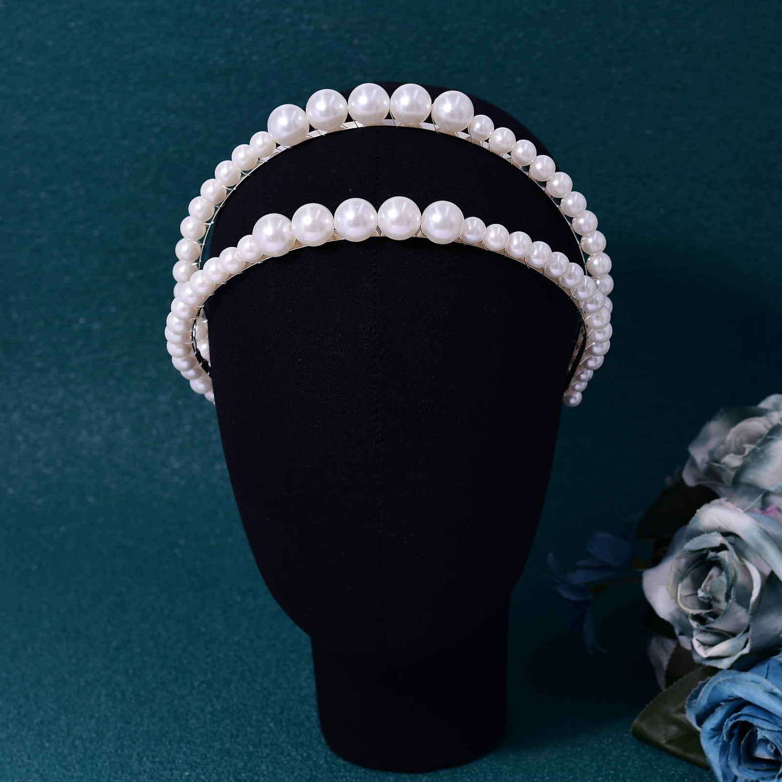 Bride Headwear Elegant White Color Pearl Headdress Wedding Handmade Beaded Headband Hair Accessories Gift Ornaments HP659