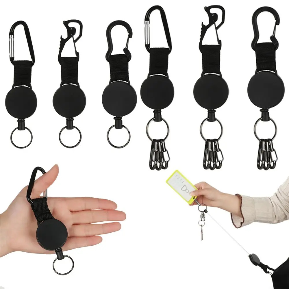 

Useful Multi-functional Pull Buckle Corkscrew Badge Reel Clip ID Card Holder Retractable Keychain Key Ring