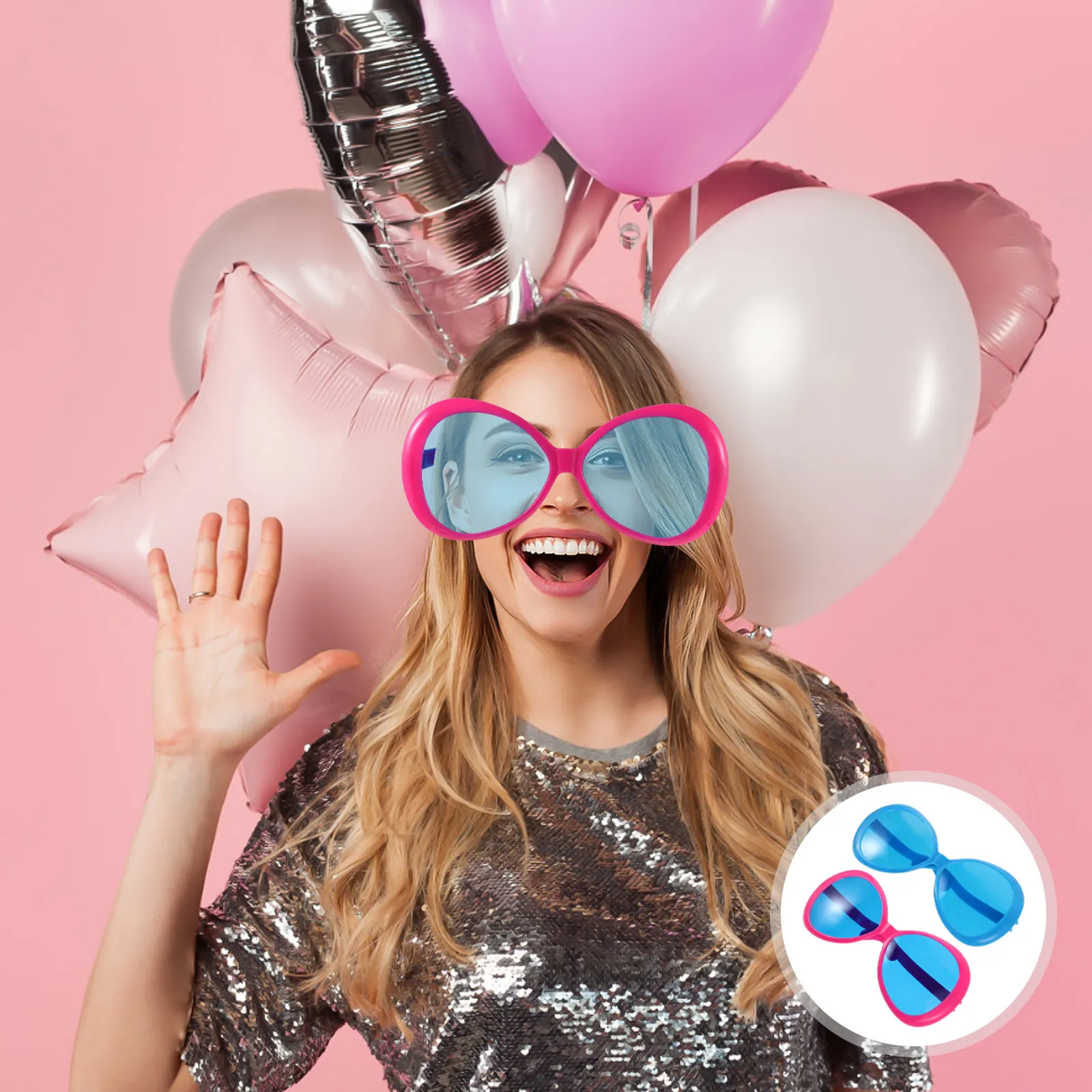 4 Paires de Lunettes Géantes en Plastique pour Fête, Lunettes de Soleil Fantaisie Surdimensionnées, Accessoires Photo d'Anniversaire, Décoration de Lunettes, Nouveauté pour Festivals