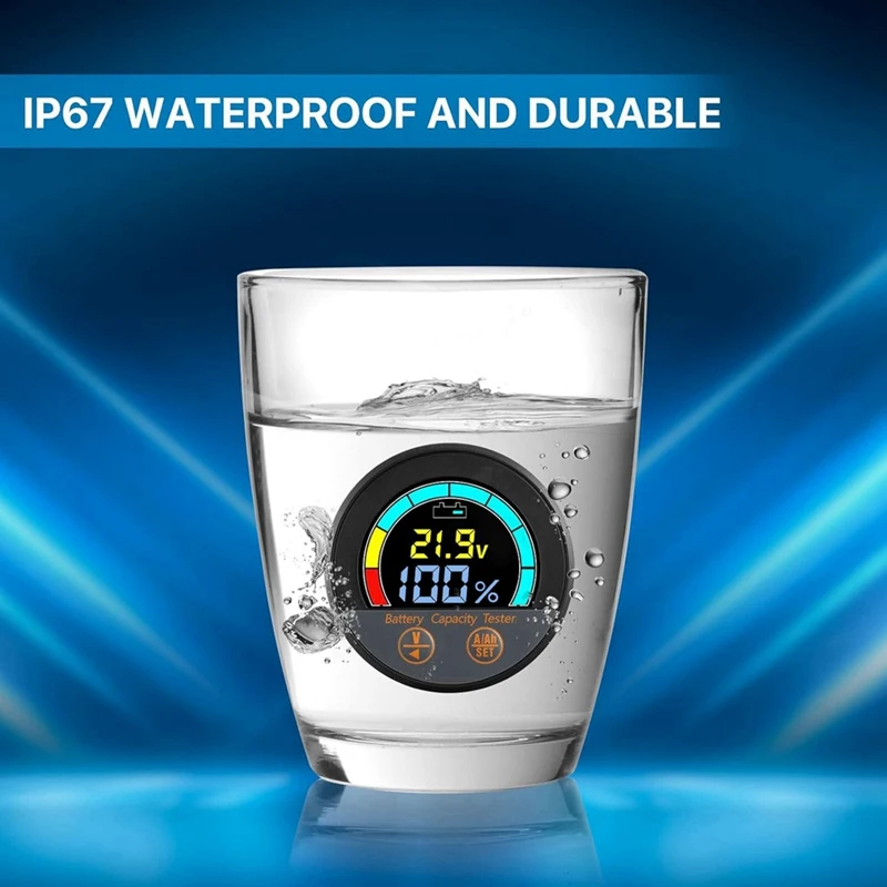 Waterproof IP67 Battery Tester 10-100V with 100A Shunt Energy Saving Capacity Monitor /SoC/Ah for Lithium, LiFePO4