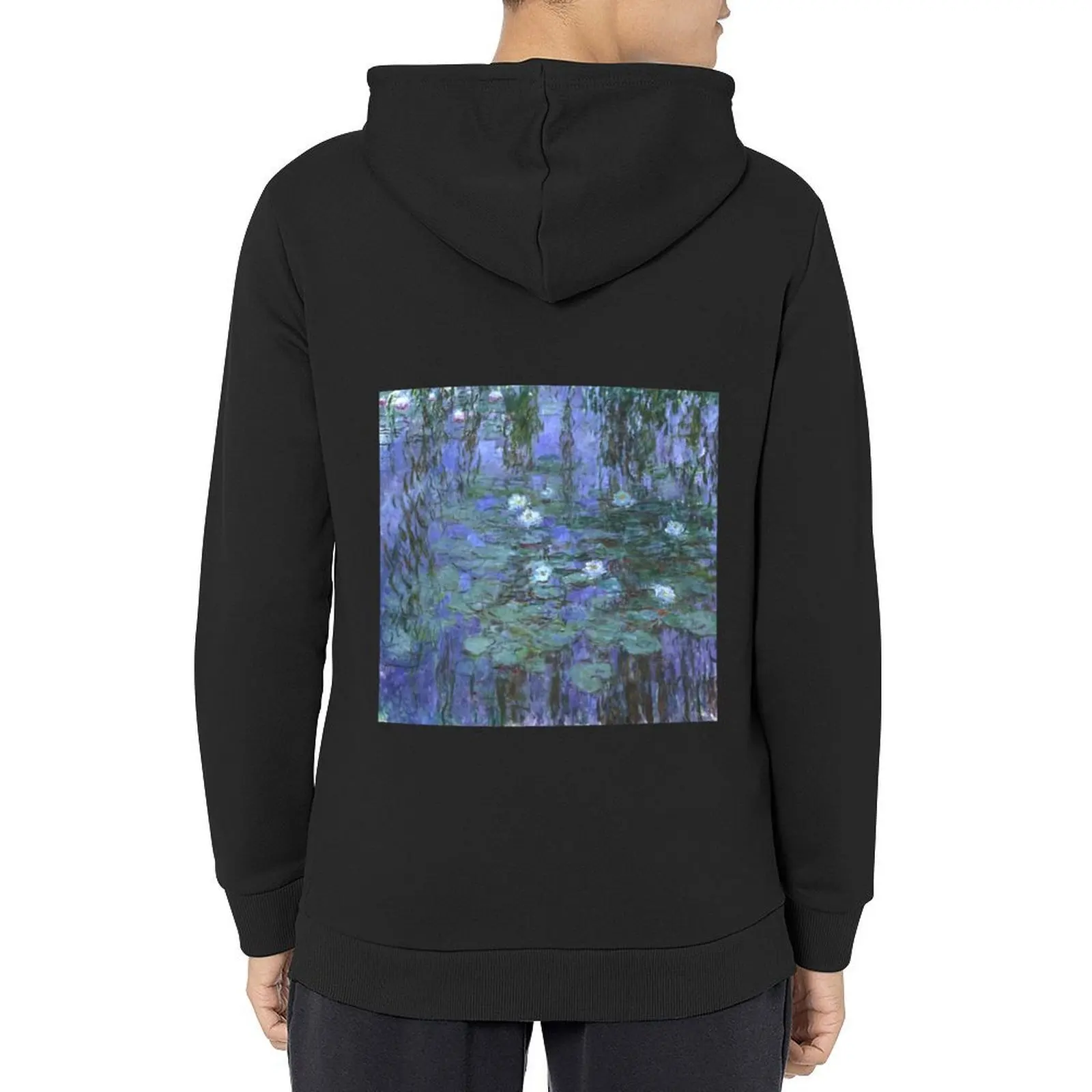 

Monet - Blue Waterlilies Hoodie men's winter sweater japanese style autumn jacket men autumn clothes hoodie streetwear