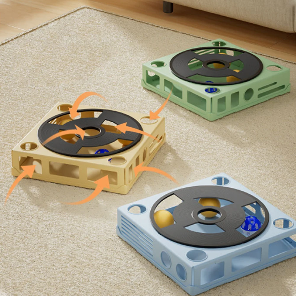 

Interactive Cat Toy Plastic Turntable with Roller Balls Indoor Kitten Teaser Toys Pets Intelligence Training Puzzle Track Toys