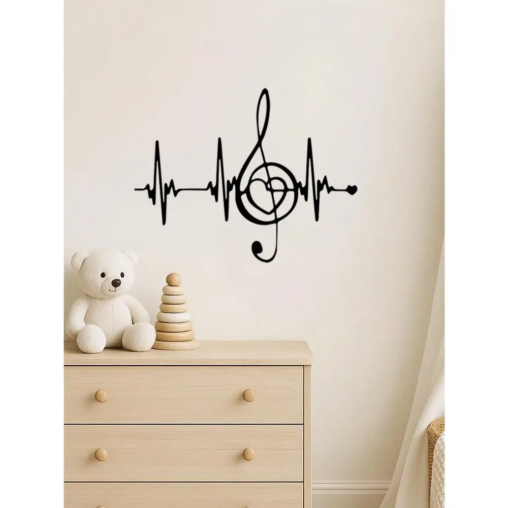 CIFBUY Metal Music Note Wall Art Iron Heartbeat Sculpture Home Decor Room