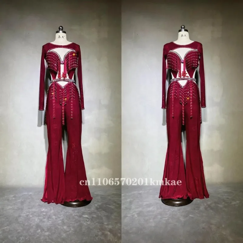 New Belly Dance Costume Set Popsong Performance Oriental Dance Outfit Group Competition Pants Costume With Sleeveles Jacket