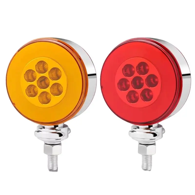 【Price Drop !!】-Flash Warning Signal Light Round Truck LED Dual Face Pedestal Head Lamp 12V-24V Work Light Turn Signals