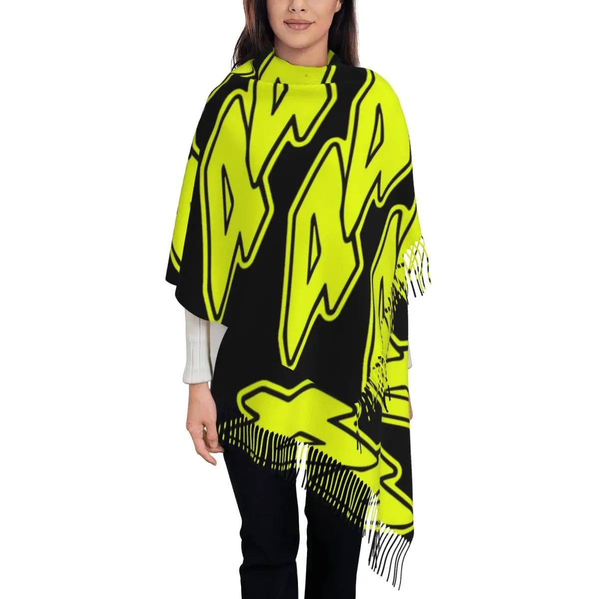 Lewis Hamilton 2023 Season Number 44 Sticker Yellow Scarf Tassel Scarves for Women Shawls and Wraps Large Fall Winter Shawl Wrap