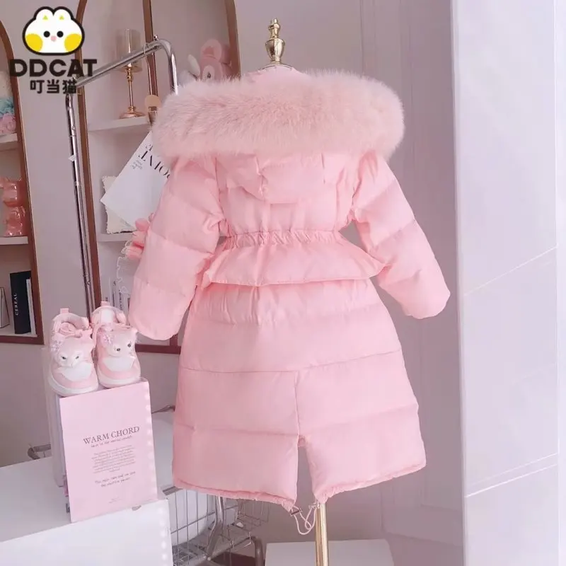 NEW Children's Parkas Winter Hooded Down Jacket For Girls Winter Clothes Kids Warm Thick Velvet Hooded Baby Coats Outerwear