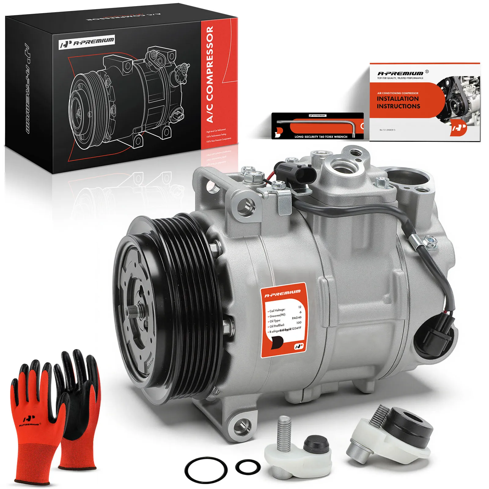 A-Premium AC Compressor with Clutch for Mercedes-Benz E350 2007-2009 SLK280 2006-2008 SLK300 2009-2011 SLK350 2005-2011