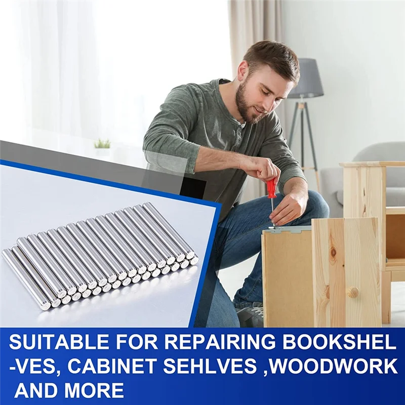 

AEE6-32 Pieces 5 Mm X 40 Mm Shelf Brackets Pegs Shelves Dowel Pins Metal Bookshelf Pegs Support