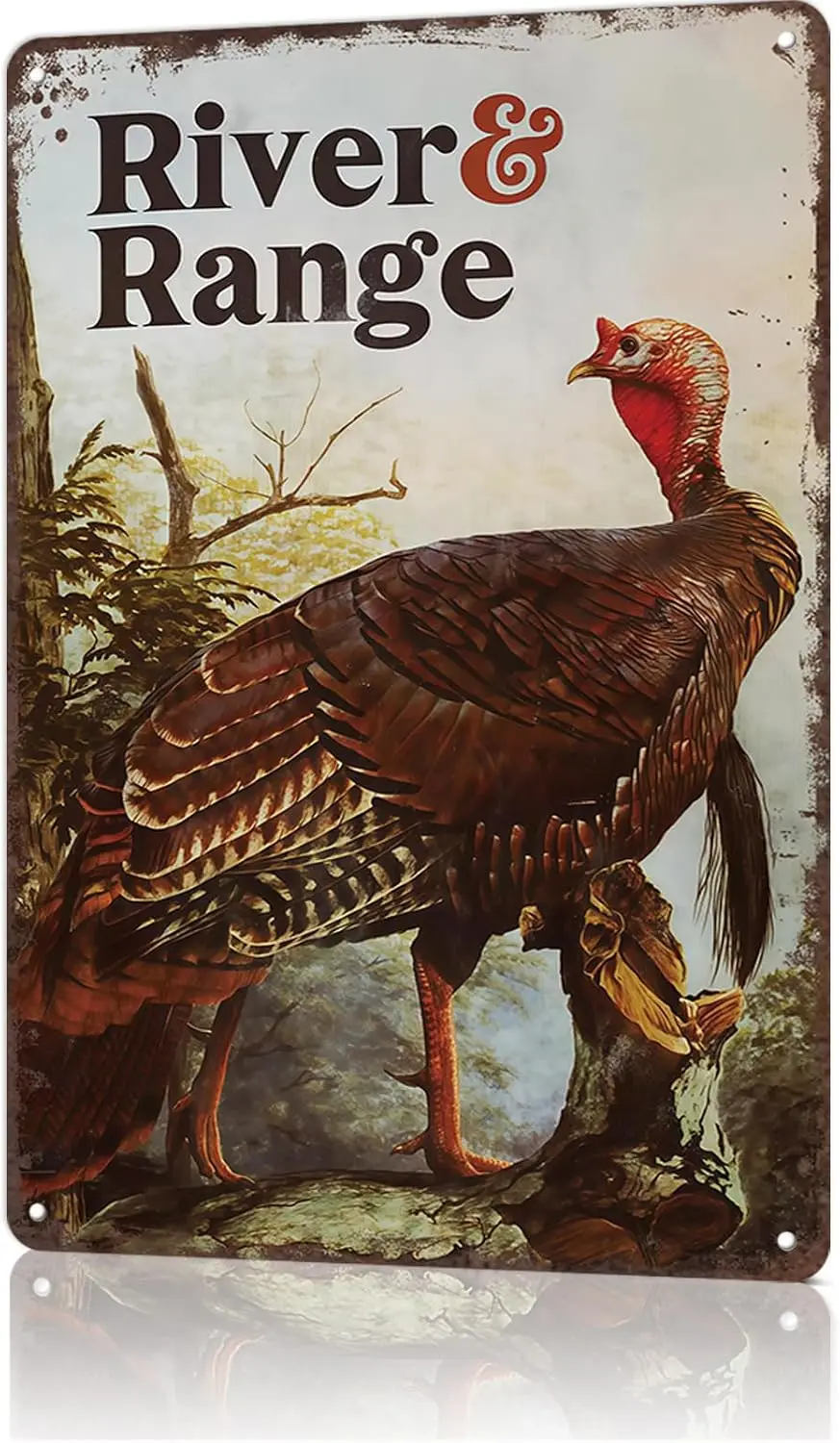 Vintage Hunting Scene Metal Sign Rustic Turkey Hunting Tin Sign For Home Lodge Camp Decor Perfect Retro Gift For Hunting & W