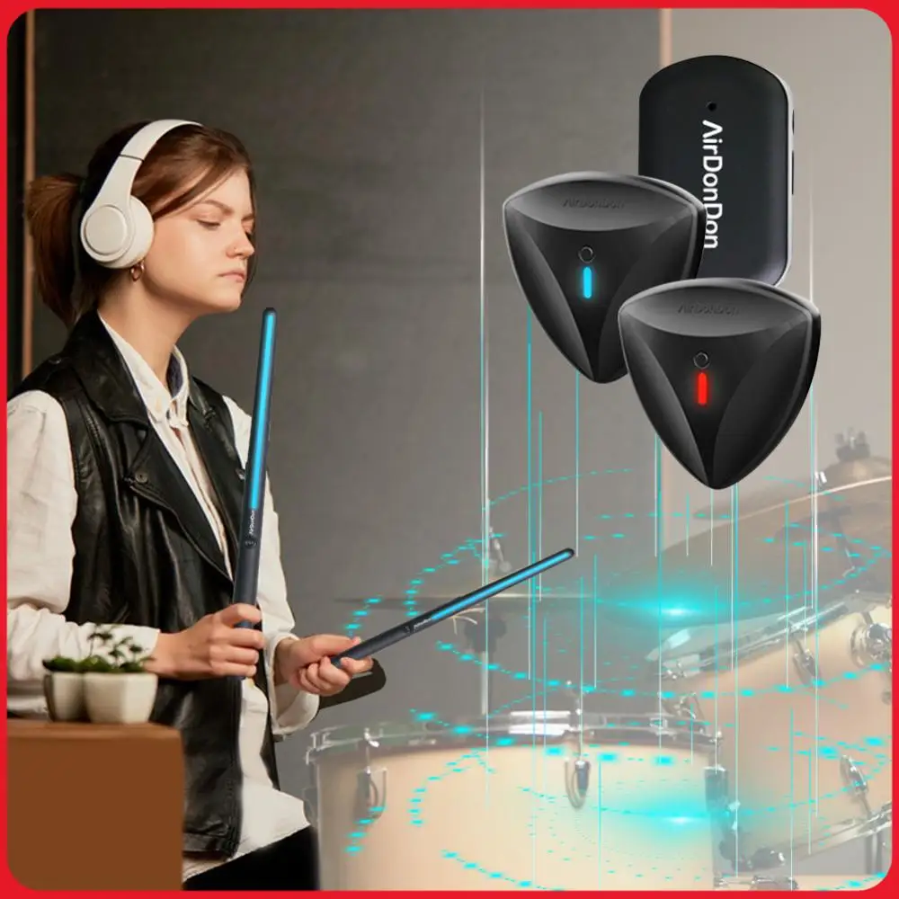 

Портативный воздушный барабанный набор, электронные барабанные палочки, совместимые с Bluetooth, сенсоры для ног, виртуальные барабанные палочки для детей и взрослых