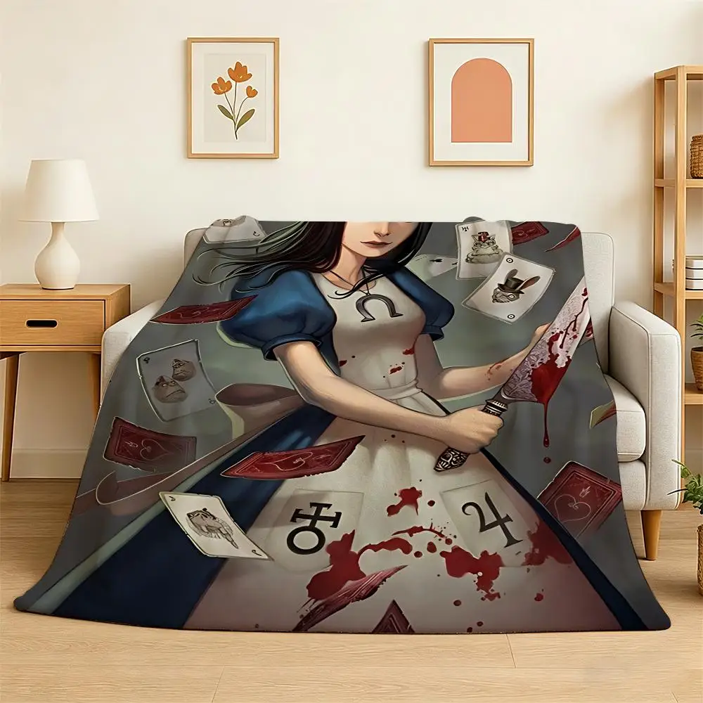 Alice Madness Returns Throw 240g Flannel Blanket Lightweight Soft Skin-friendly Summer Thin Throw Blanket