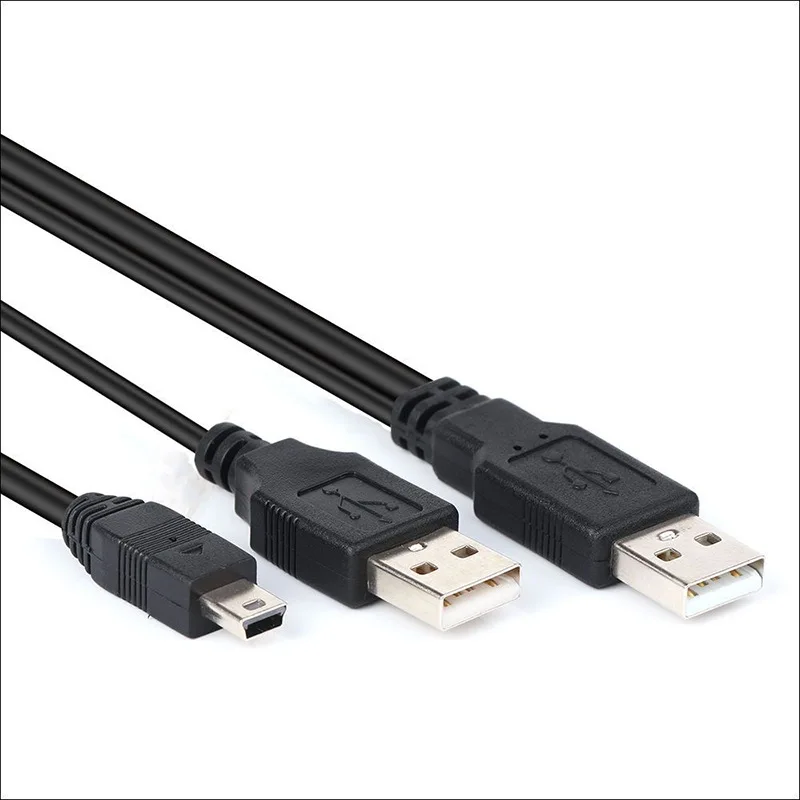 Dual USB2.0 zu Mini USB 2A+T Festplattenkabel 0,7M HDD Externe Festplatte Datenübertragung Stromversorgungskabel Verlängerungskabel USB-Kabel