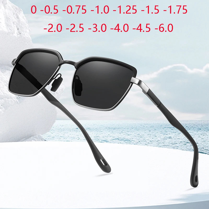 

0 -0.5 -0.75 to -6.0 Outdoors Square Myopia Sunglasses Men Polarized Anti-Glare Driving Nearsighted Sun Glasses For Man