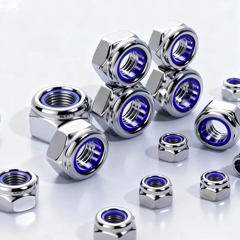 162/207/217/227/235Pcs 304 Stainless Steel Nylon Lock Nuts Assortment M3 M4 M5 M6 M8 M10 M12 Metric Hex Nylock Nut Set Kit