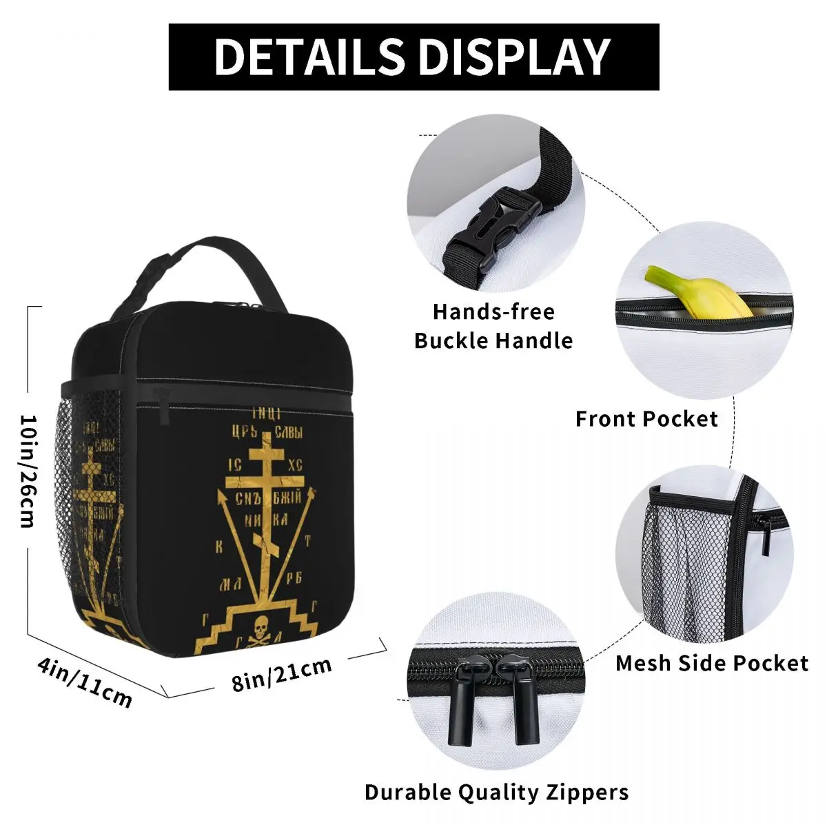 Calvary Cross Of Russian Orthodox Church Insulated Lunch Bag for Women Office Cooler Thermal Food Box Tote Lunch Boxes Container
