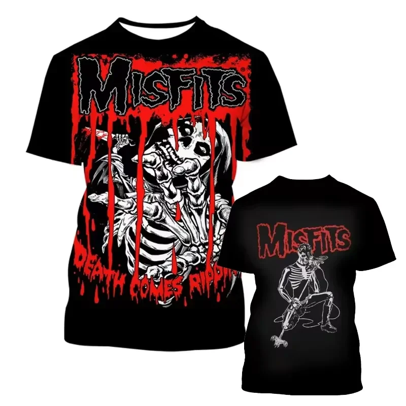 Summer Misfits Rock Band T-Shirts Skull 3D Printed Streetwear Men Women Round Neck Short Sleeve T-Shirt Kids Tees Tops Clothing