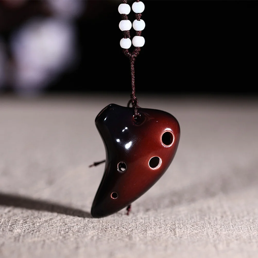 

Porcelain Ocarina Necklace Ceramic 6 Holes Small Lightweight Portable Instrument Beginner Children Kids Easy to Play