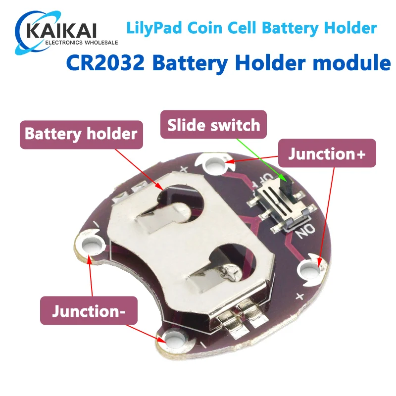 LilyPad Coin Cell Battery Holder CR2032 Battery Mount Module for arduino DIY KIT