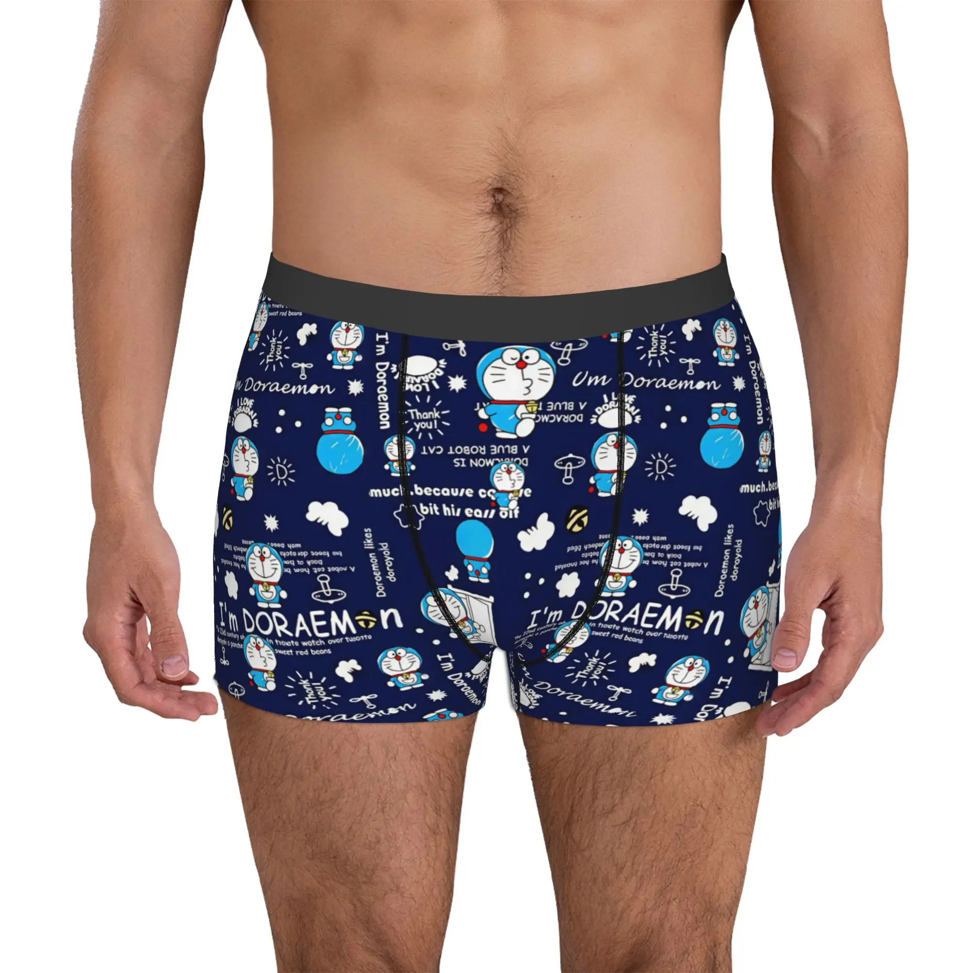 Divertido Doraemon para Hombre, un Gato Robot Azul que Pasa por Cualquier Lugar       Ropa Interior, Calzoncillos Tipo Bóxer, Pantalones Cortos Suaves, Calzones