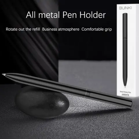 BUNKI - Metallskyltpenna, Kulspetspenna, Signeringspenna, 0,5 mm gel PREMEC, Smooth Switzerland refill, Svart bläck, Kontor, Skola, Skrivpenna, BK0100 10 best sales tunn penna - №7