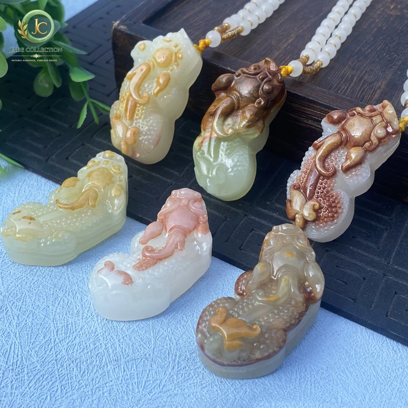 Afghan jade Pixiu pendant with skin, jade jewelry for men and women, new model for live streaming and street vending10Metamodel