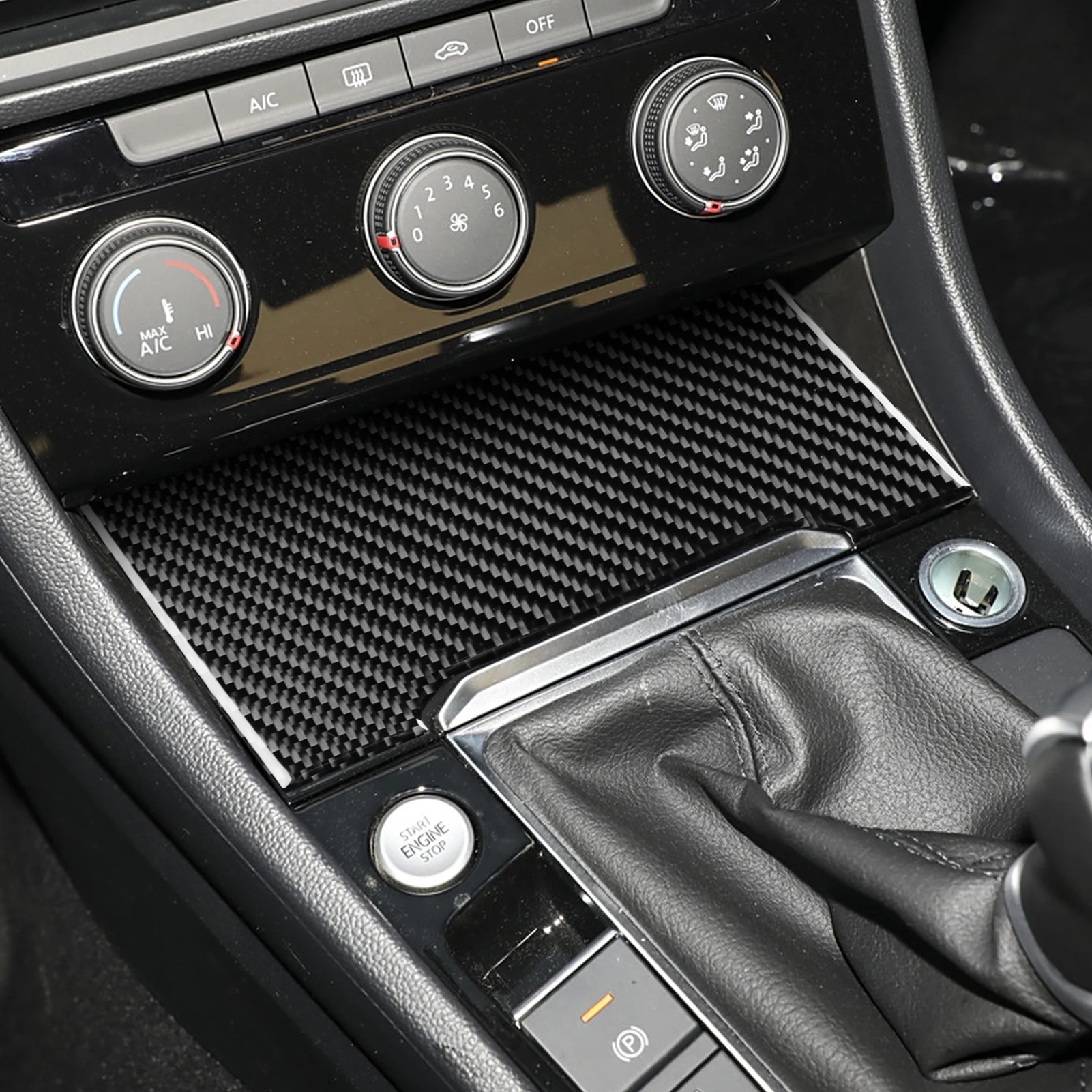 Carbon Fiber Central Control Storage Box panel cover Car Interior Accessories Sticker for Volkswagen Sagitar 2019-2023