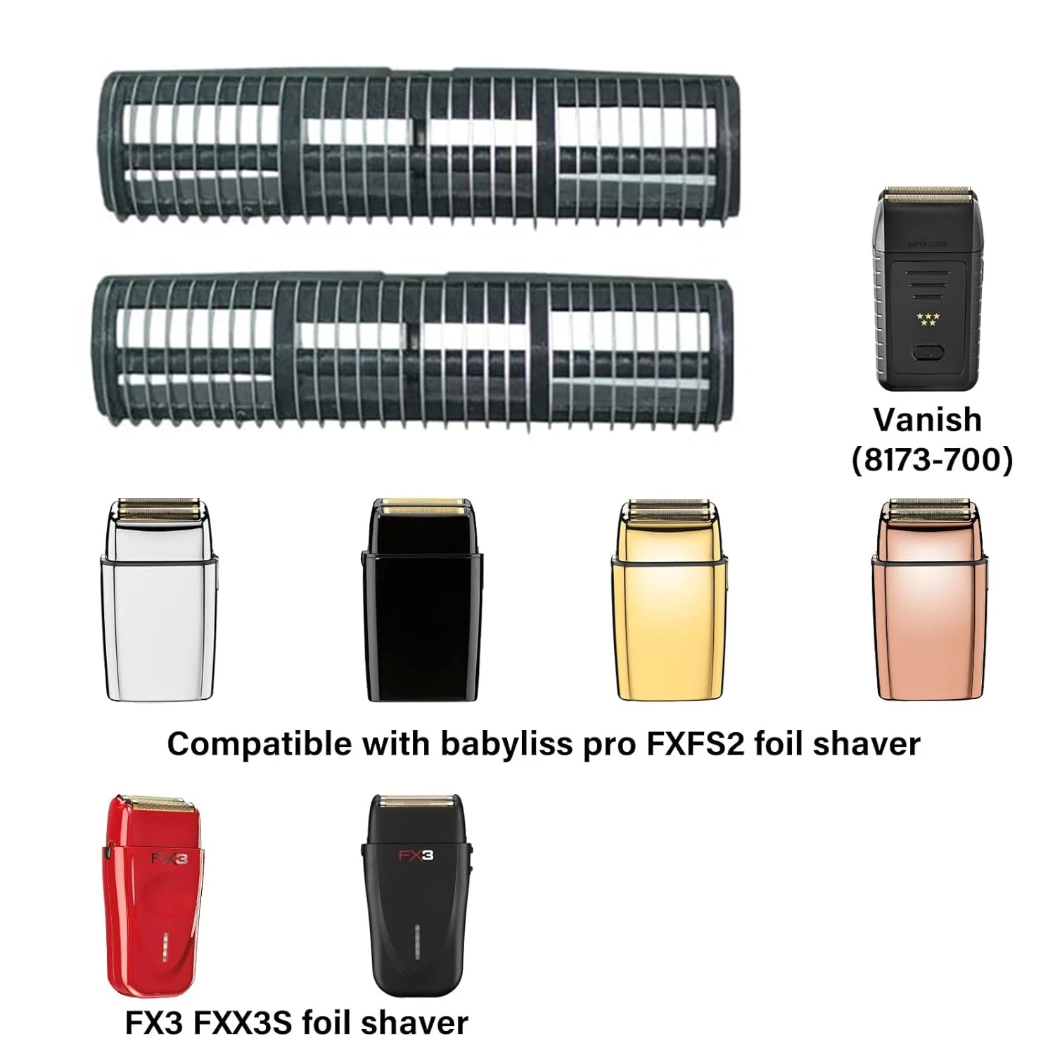 Lâminas de reposição compatíveis com Babyliss FXFS2 e FX3 e Wahl 5 Star Vanish (8173-700) Barbeador elétrico