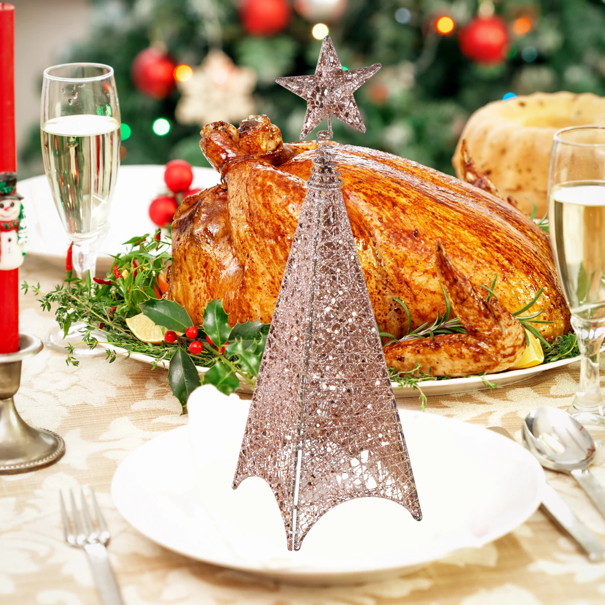 

40Cm Brilliant Glow Christmas Tree Innovative Vertical Design Strong Wrought Iron Holiday Display Piece for Modern Home Rose