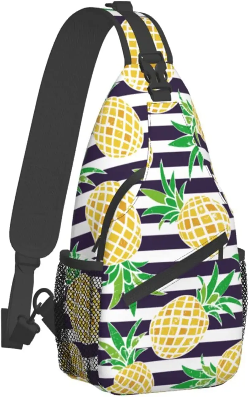 Pineapple Sling Bag Crossbody Travel Hiking Chest Backpack Shoulder Daypack for Women Men Four Seasons Polyester Casual One Size