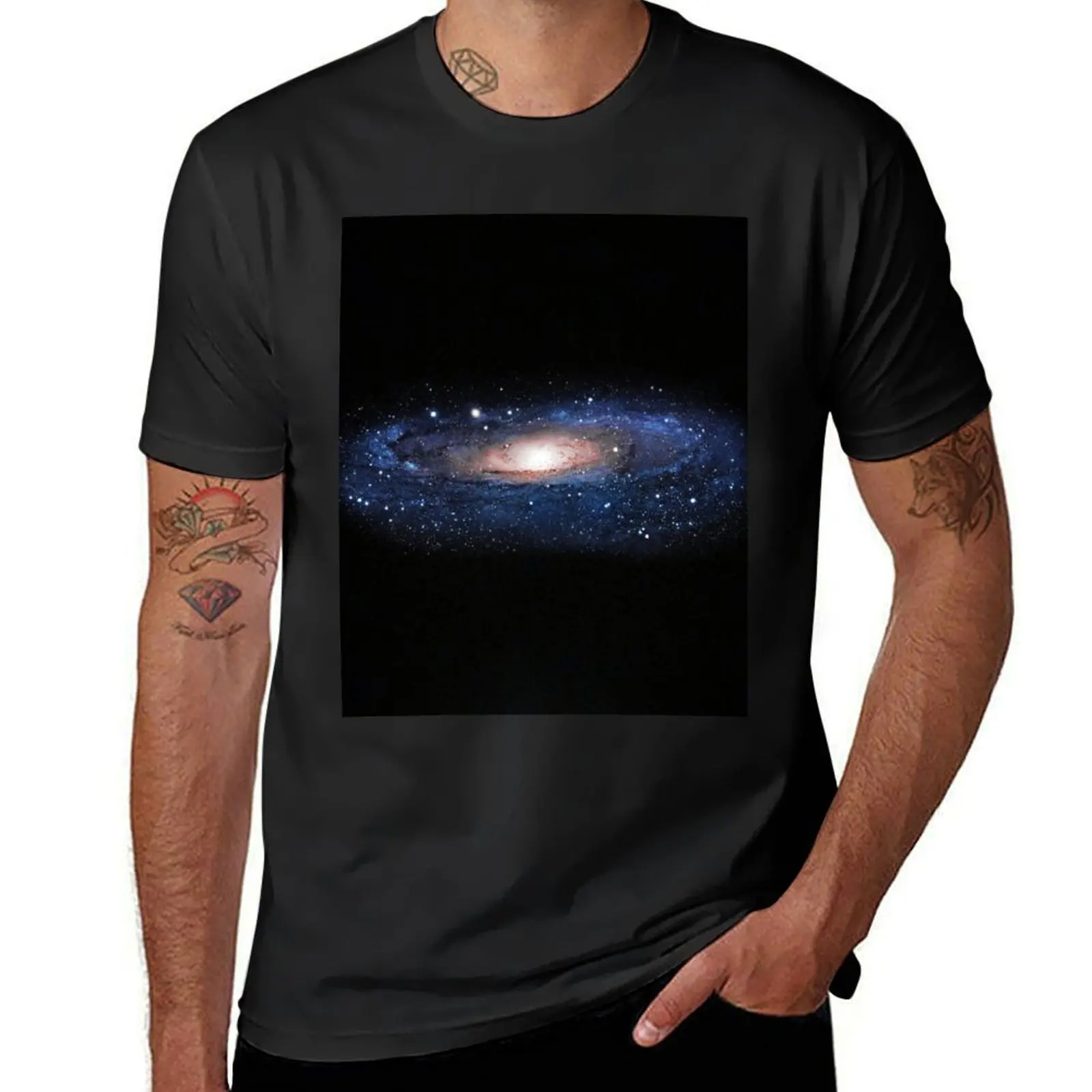 Milky Way with black background T-Shirt quick-drying summer tops mens champion t shirts