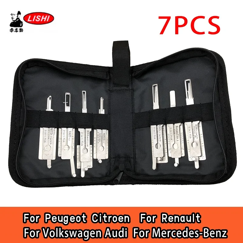 7PCS Set LISHI For HU66 HU64 NSN14 NE72 HU83 VA2T Renault Decoder Auto Car Door Open Tool Locksmiths tool