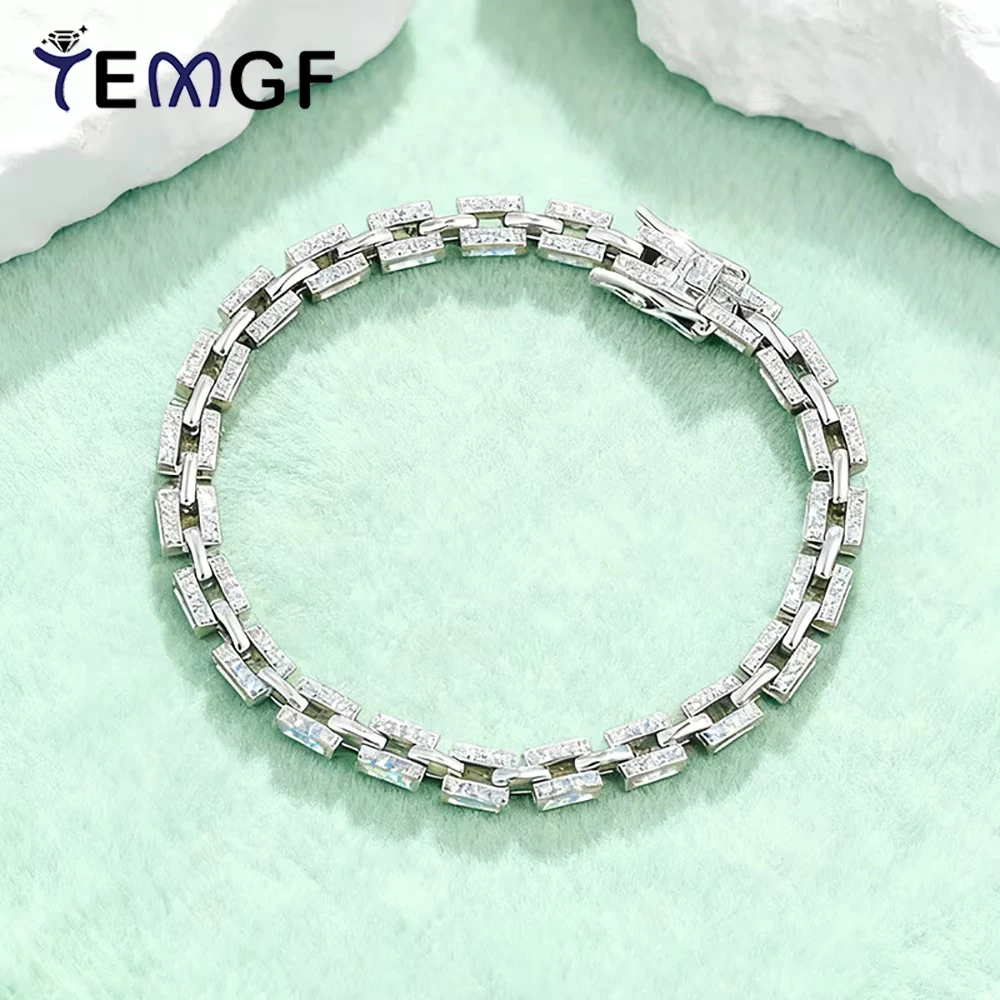 

Браслет TEMGF с муассанитом 1 мм, цепочка из 100% стерлингового серебра S925 для женщин и мужчин, вечерние модные ювелирные изделия, проверенные сертифицированные