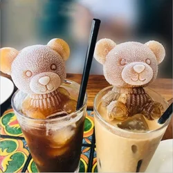 Bear Ice Cube Mold Stereo Ices Bear Grinder Silicone Ices Molds Chocolate Drop Glue Mold DIY Molds Ice Cream Tool Popsicle Mold