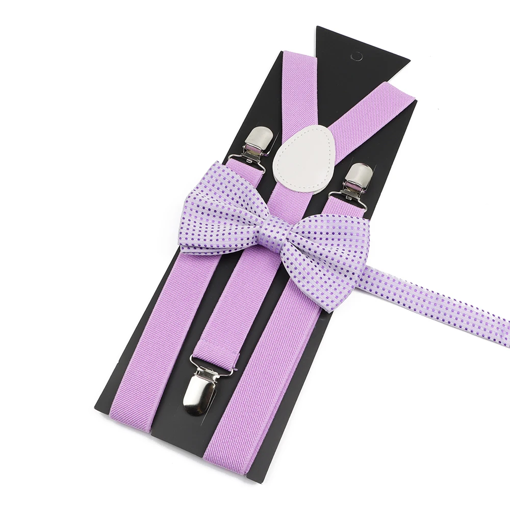 Men's Kids Solid Color Suspender Bowtie Set