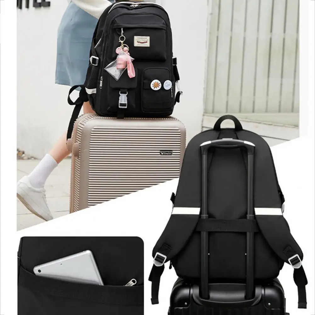 Large Capacity Wear-resistant Multi Pockets Smooth Zipper Backpack for Junior High School Students