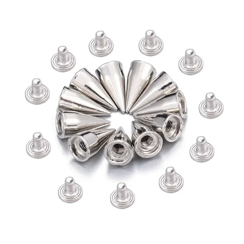 10/100 Uds remaches de cono redondo picos tachuelas de tornillo de Metal DIY artesanía de cuero remaches para ropa decoración ropa zapatos Accesorios