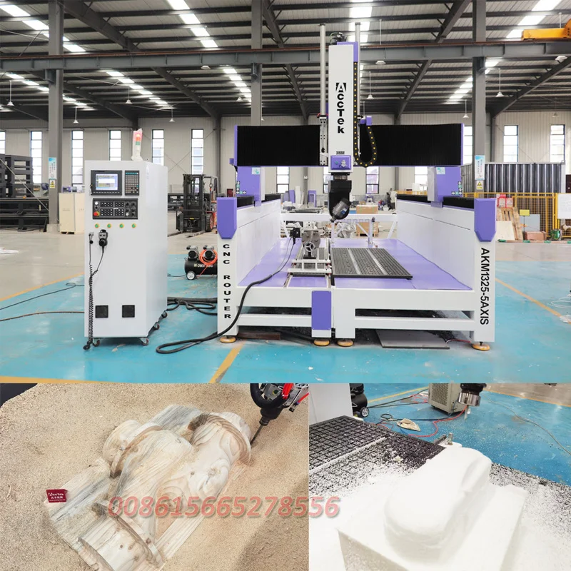 AccTek 5 Axis Cnc Router Included Auto Tool Change Function for Molds Cutting Engraving for Sale
