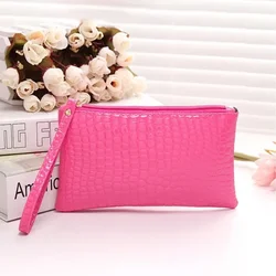 Crocodile Wallet for Women Coin Purse New Fashion Small Wrist Bag High-quality PU Coin Wallet Zipper Closure Solid Candy Colors
