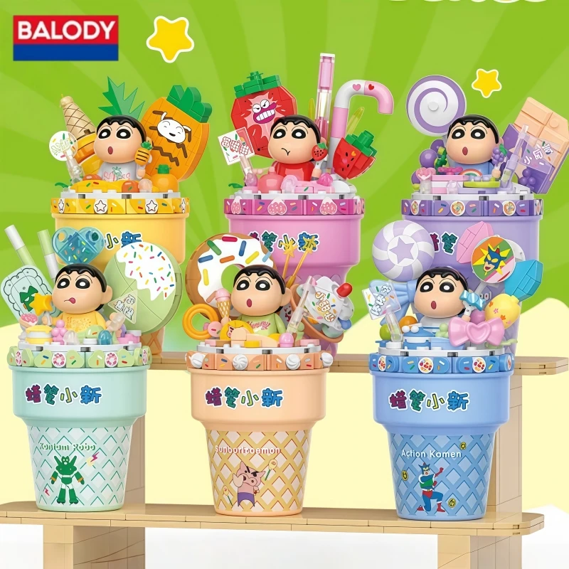

BALODY Crayon Shin-chan Building Blocks Ice Cream Desktop Scene Toy Small Particles Assembly Model Ornaments Collection Gift