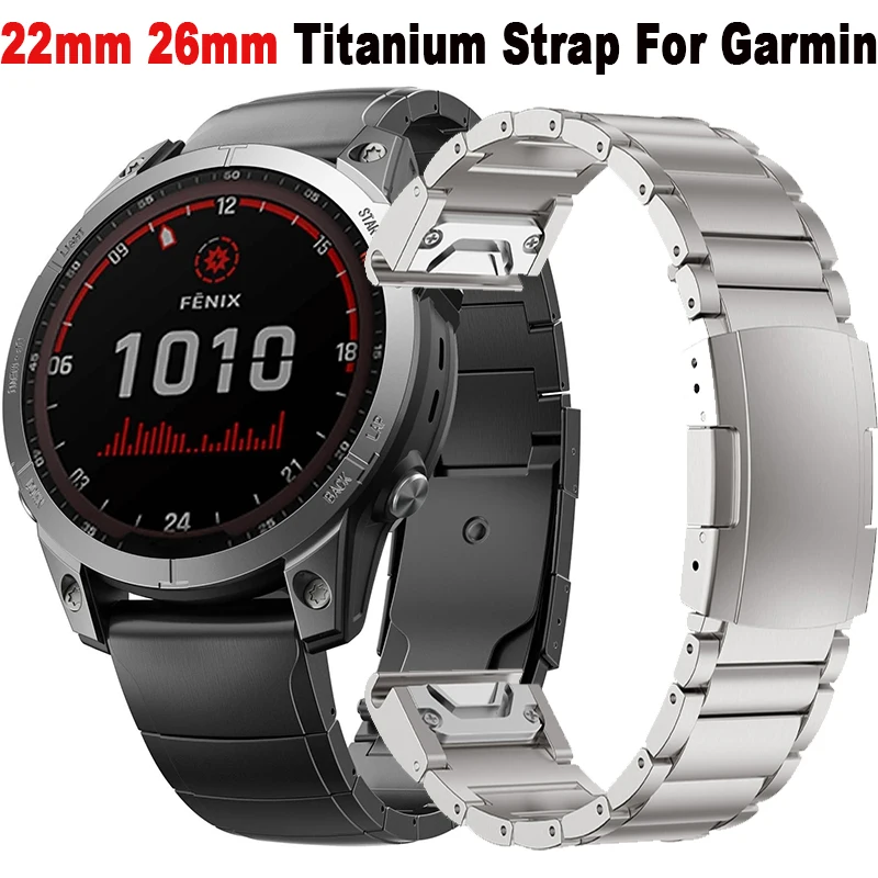 22mm 26mm Quick Fit Titanium Metal Watch Band Strap For Garmin Fenix 9 Pro 8 47/51MM 7X 6X Pro 5X Plus/ Instinct 3/Epix Bracelet