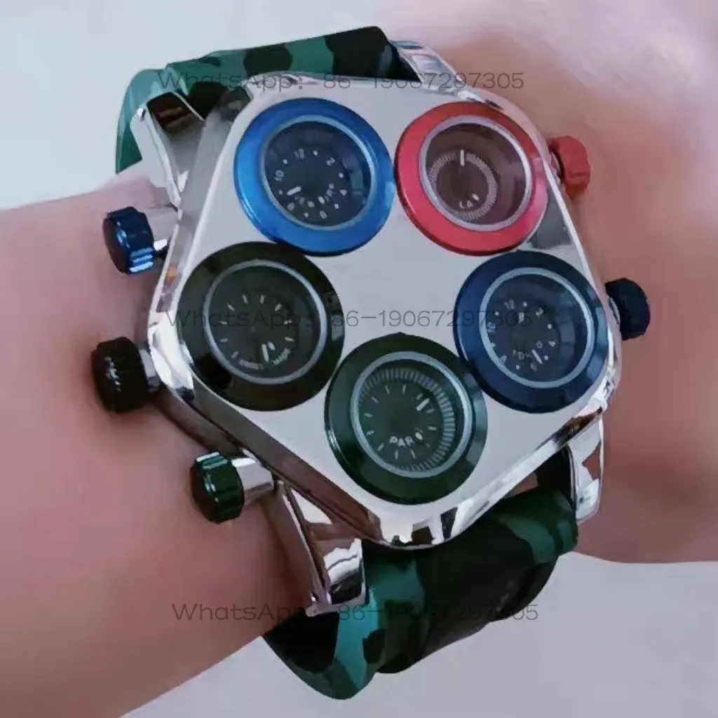

Large plate multi-time zone quartz large plate couple Internet celebrity silicone belt boys and girls watch