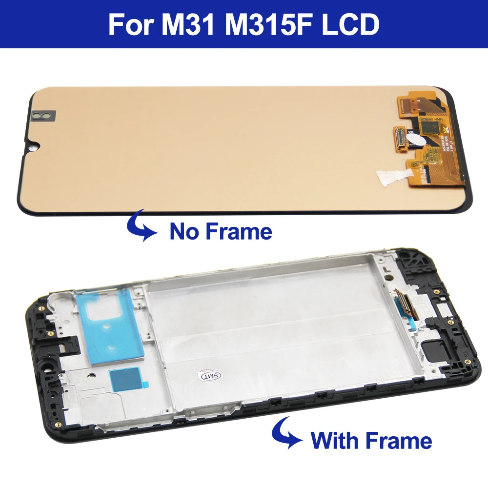 Super OLED For Samsung M31 LCD M315 M315F SM-M315F LCD Display Touch Screen Digitizer Repair Parts M31 Display M315 100% Tested