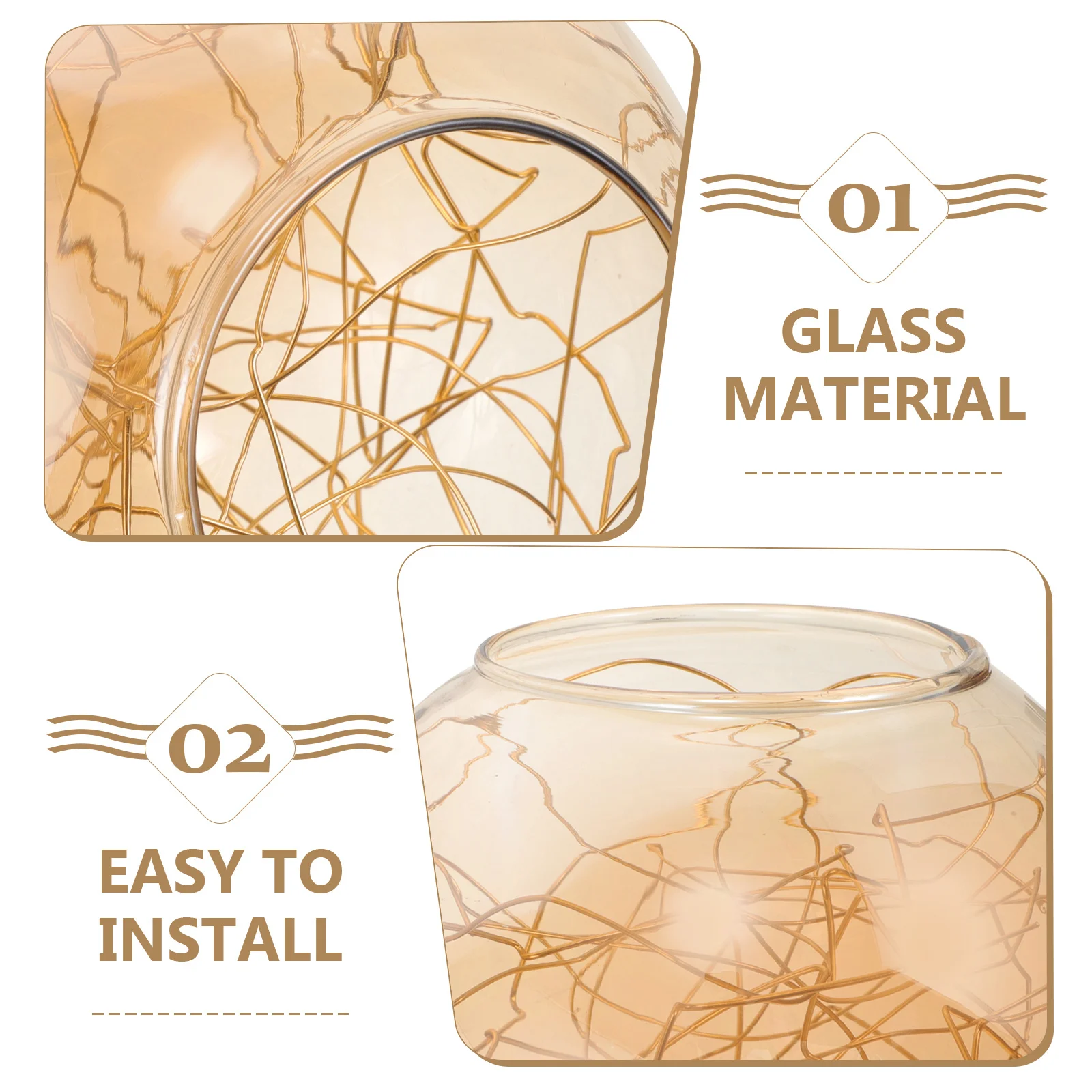 

Single Hole Round Glass Lamp Shade Large Mouth Curved Wire Modern Globe Lampshade Pendant Light Fixture Cover Glass Lampshade