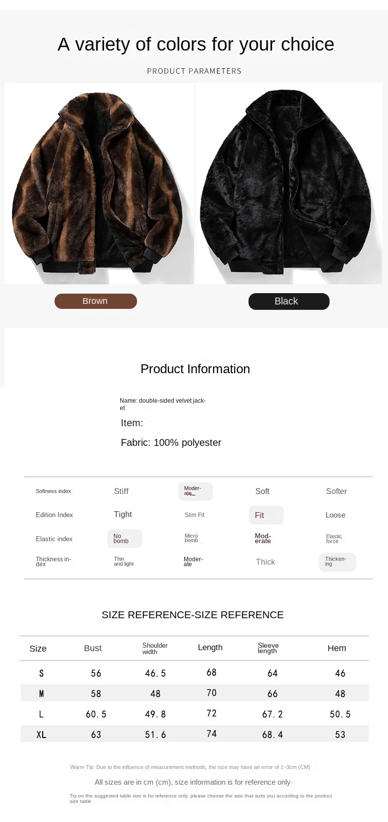 Grenzüberschreitende Stehkragen-Fleece-Baumwolljacke, Freizeitjacke, einfarbig, plus Fleece-Cardigan, Wolljacke, verdickt, doppelt – Detail 1