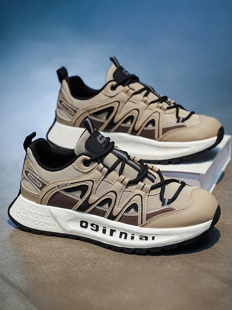 Men's Casual Running Shoes Fashionable All-Match Thick Bottom Anti-Slip Sports Shoes Breathable Mesh Upgraded Version 2026 Fa...