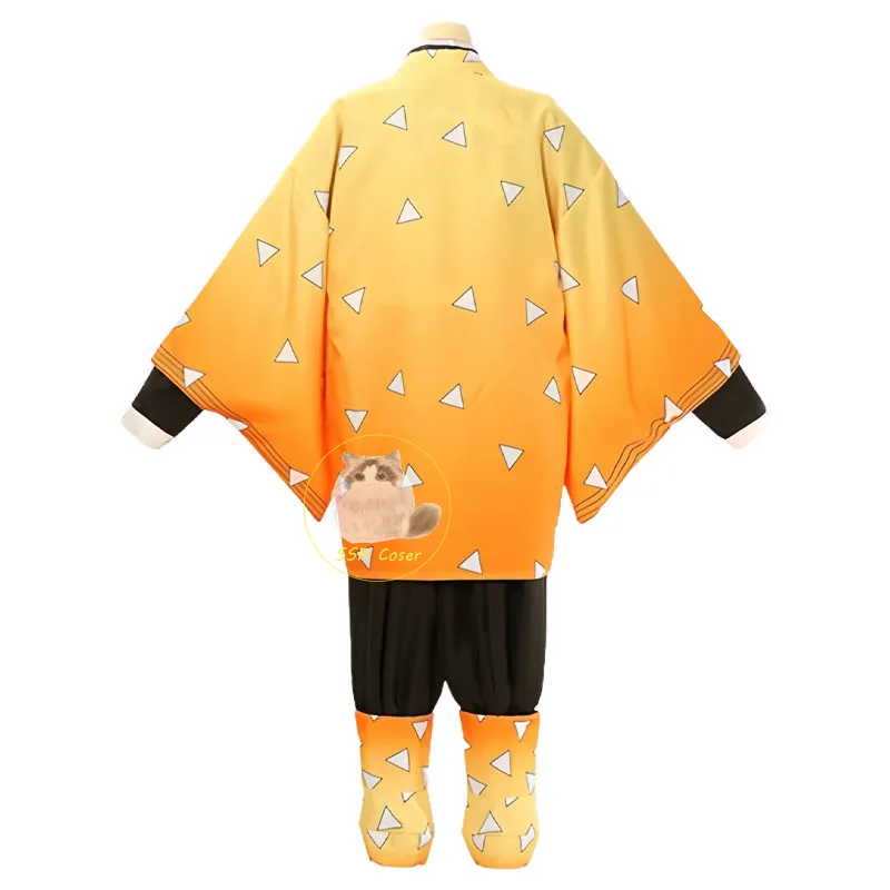 Agatsuma Zenitsu Costume Cosplay  Demon Moordenaar Cosplay Agatsuma Zenitsu Wig Uniform Anime Halloween Clothes for Comic Con - view 3
