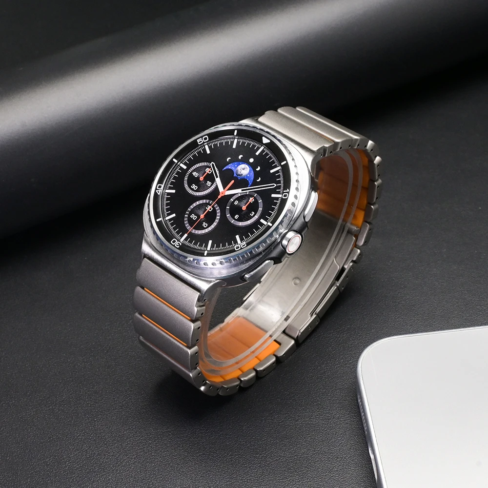 حزام معصم من التيتانيوم لساعة سامسونج جالاكسي 8 الكلاسيكية 46 مللي متر 8 44 مللي متر 40 مللي متر حزام ساعة فاخر لساعة جالاكسي الترا 2025 47 مللي متر 2024