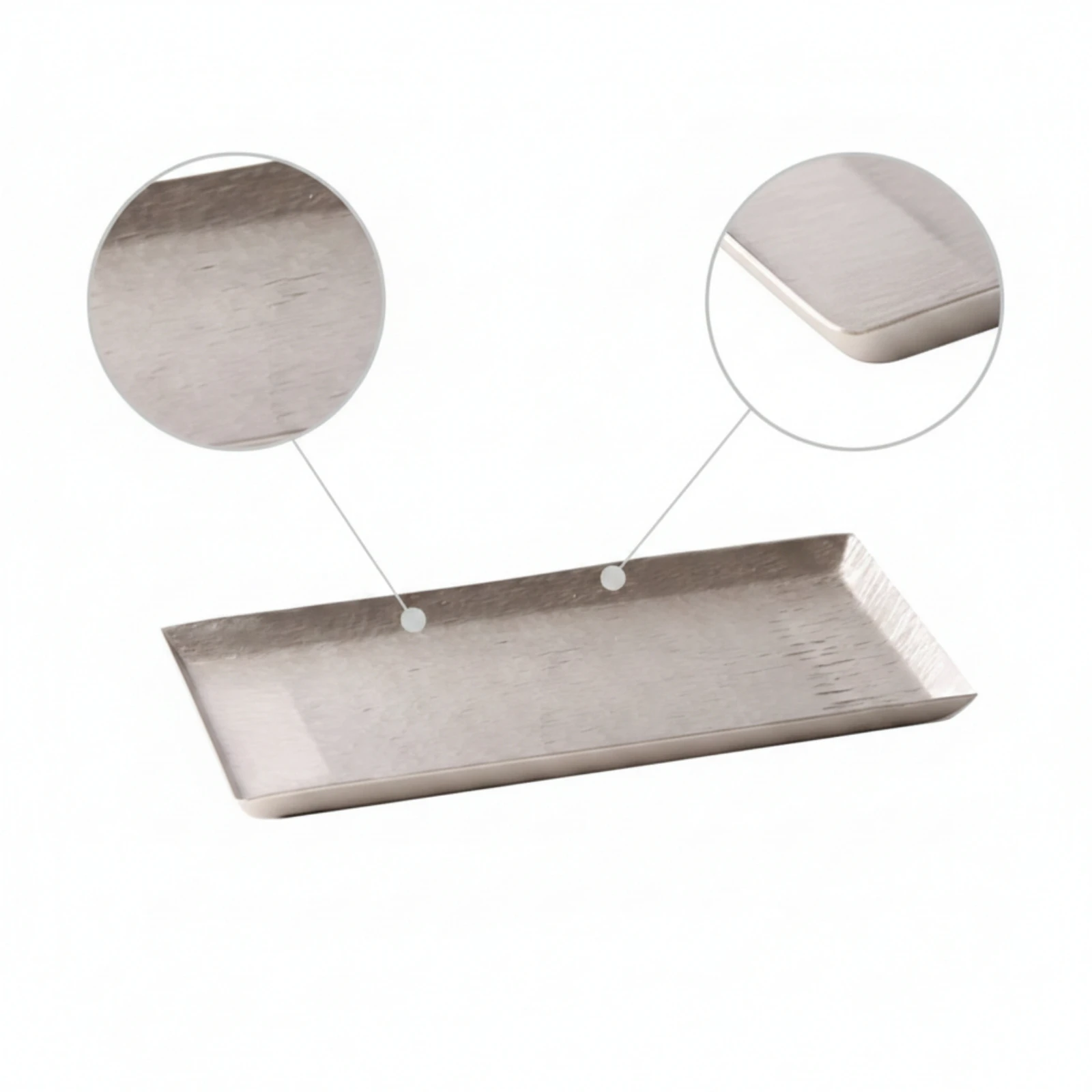 Aluminum Tray with Hammered Finish Narrow Boat Tray Platter Shimmering Metal for Coffee Table, Hotel Decor