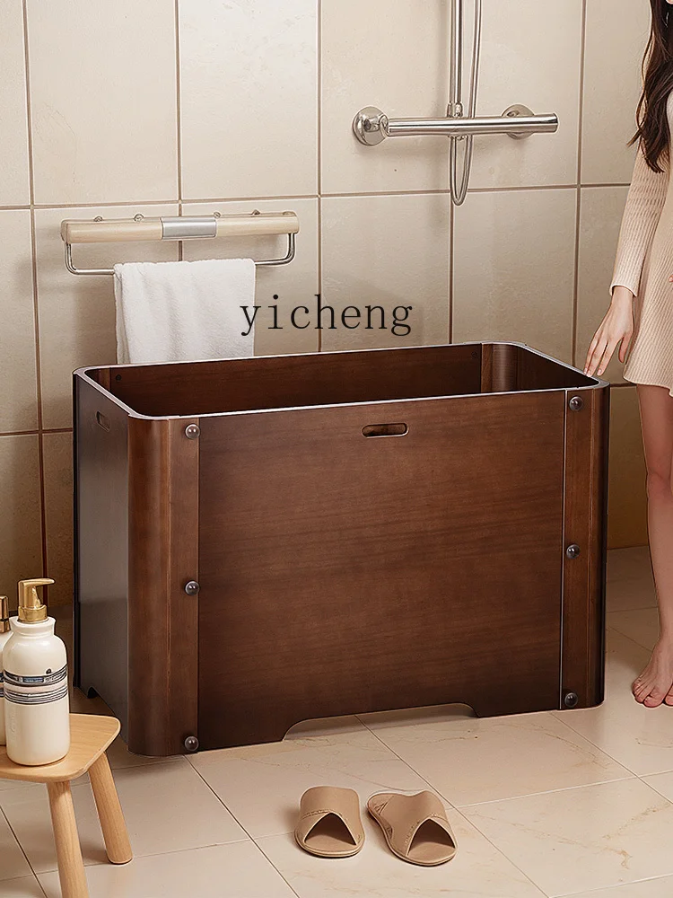 

TQQ solid wood bath bucket adult household large whole body can sit fumigation wooden bucket bath insulation